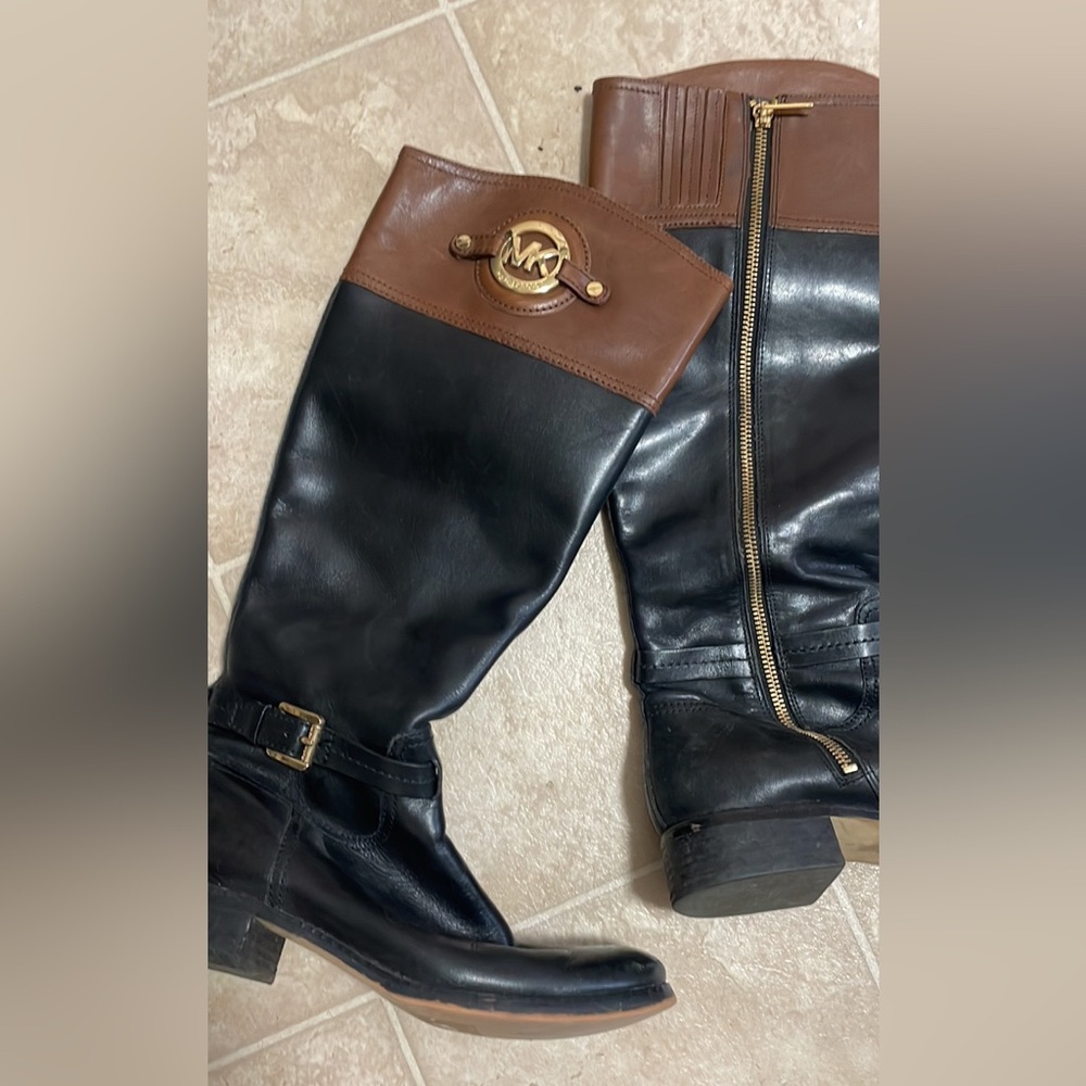 Leather Michael Kors Two Toned Boots Equestrian Style